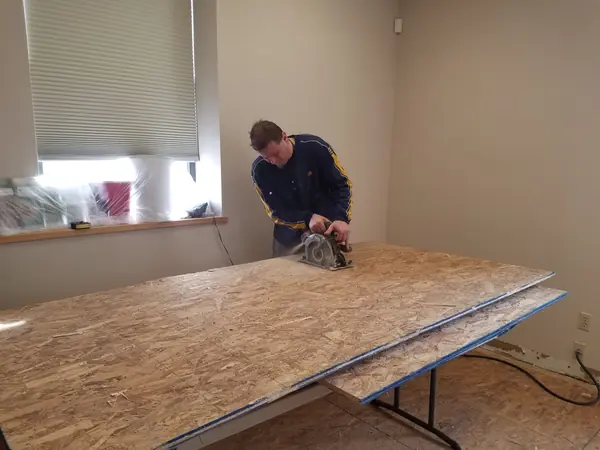 Cutting subfloor during a renovation